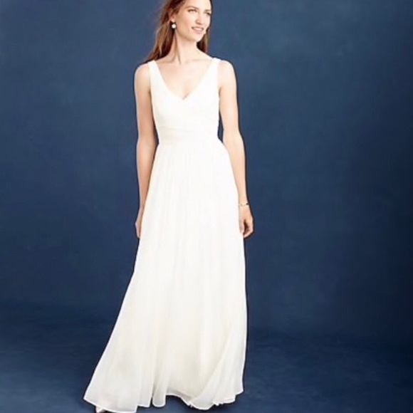 J. Crew Dresses & Skirts - J.Crew Heidi Ivory Silk Chiffon Wedding Gown 10P